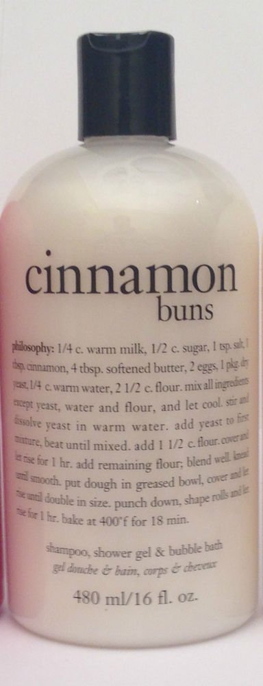 Cinnamon Buns Philosophy New Shampoo Shower Gel And Bubble Bath 480ml 16oz 