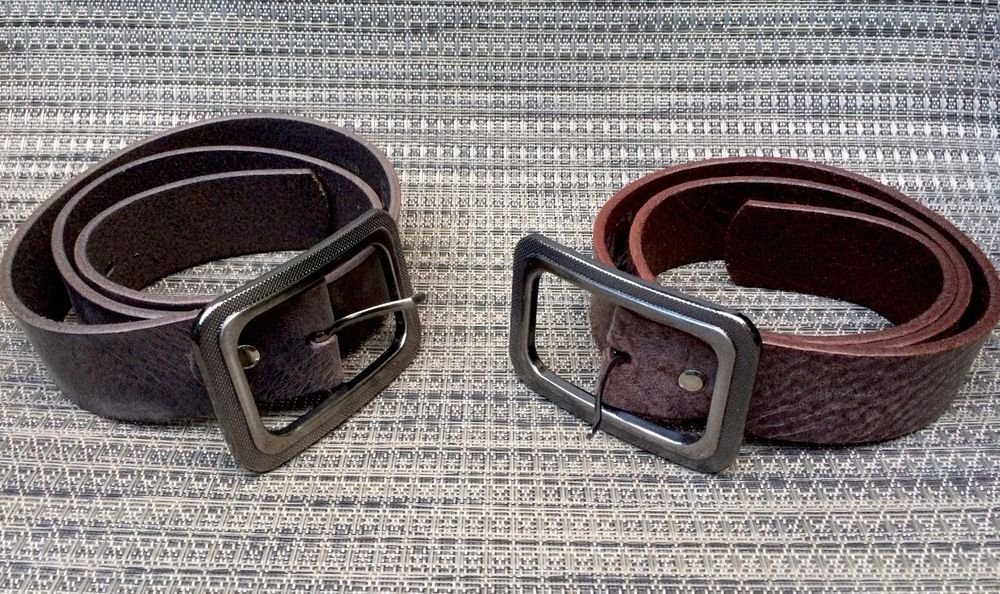 Marbled Leather Belts 39 inches Lot of 2 Brown Grey Belts