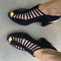 $298 Paul Green Cage Cut-out Sandals Black Suede Nubuck-Size US 7.5/ AU 5