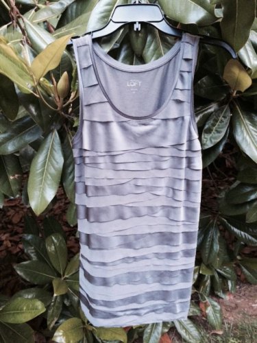 Ann Taylor LOFT Gray Tiered Ruffle Casual Tank Top Sleeveless Size XS