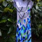 NEW Gorgeous Blue Multi A-Line Knee Length Graphic Print Stretch Jersey Dress M