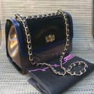 INNUE ITALY Medium Black/Taupe Patent Leather Shoulder Bag Purse- Small Defect
