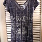 Guess Brown Logo Short Sleeve Crochet Detail Sweater Dress Tunic Top~Fits XS-S