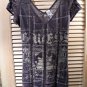 Guess Brown Logo Short Sleeve Crochet Detail Sweater Dress Tunic Top~Fits XS-S