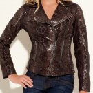 GUESS 'Boyer' Snake Python Leather Moto Zip Biker Jacket Blazer, Brown XS ~ NWT