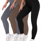 3 Pack Womens Seamless Ribbed Leggings Soft Slimming Yoga Pants, Ribbed Yoga Pants High Waisted