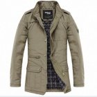 Gusskater Stylish Men's Slim Collar Jacket - Khaki (Size-XL)