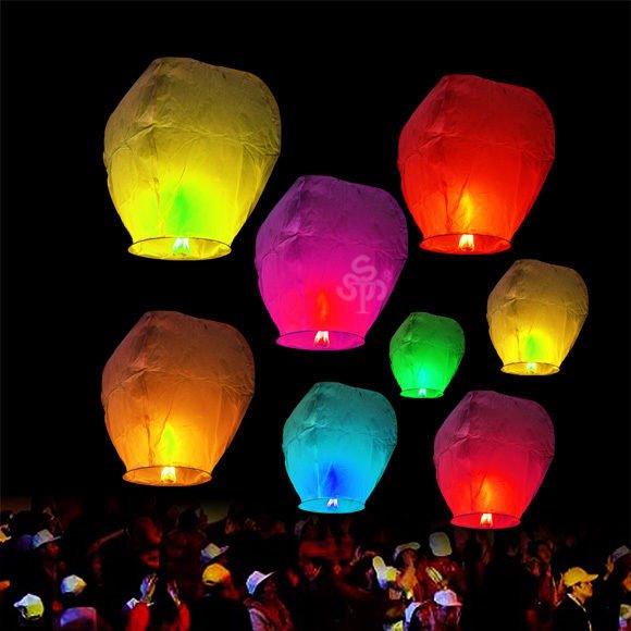 10 WHITE PAPER CHINESE LANTERNS SKY FLY CANDLE LAMP FOR WISH PARTY WEDDING
