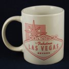 Las Vegas Ceramic Coffee Mug Cup White Pink Sign Welcome Fabulous Nevada