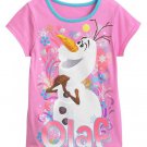 Disney FROZEN Girls Tee SIZE 4 Pink ☀ OLAF ☀ T-Shirt GLITTER New w Tags NWT in Bag