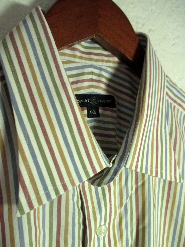 Robert Talbott Dress Shirt Multi Color Striped Button Front Long Sleeve ...