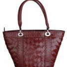Alexandra Jordan Dark Brown Woven Leather Handbag