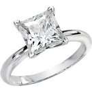 14K White or Yellow Gold Created Moissanite Solitaire Engagement Ring