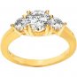 14K Yellow Gold Created Moissanite 3 Stone Engagement Ring