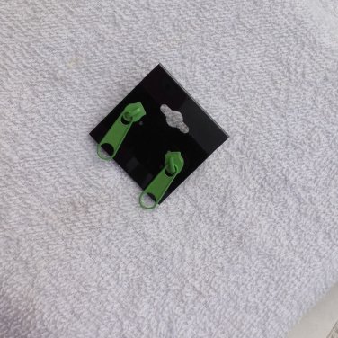 Green Zipper Earrings