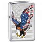 High Polish Chrome, American Flag w/Bald Eagle, Zippo