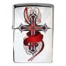 High Polish Chrome, Cross w/Red Ribbon