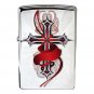 High Polish Chrome, Cross w/Red Ribbon