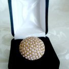 Mark Goldtone Pink Bead Cocktail Ring Size 6