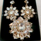 Avon PC Rhinestone Pierced Dangle Earrings & Brooch Pin Gift Set