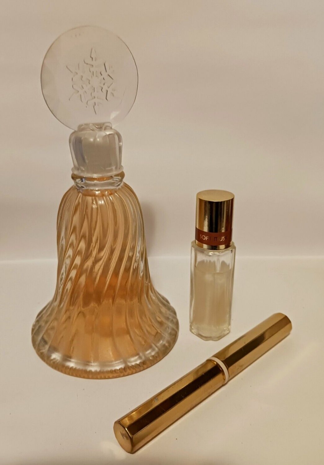 Avon Soft Musk Cologne Bell Decanter, Rollette & Parfum Stick