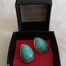 Avon 2018 Faux Turquoise w/Gold Trim "Santa Fe" Stud Clip On Earrings
