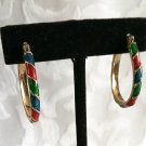 Avon Ceramic Glaze Hoop Earrings Multi Colored