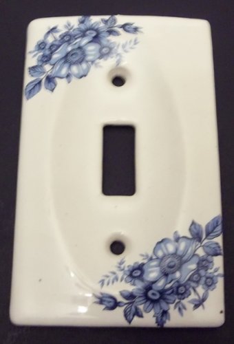 Vintage Blue & White Porcelain Switch Plate Floral