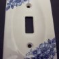 Vintage Blue & White Porcelain Switch Plate Floral