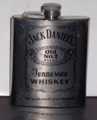 7 ounce Jack Daniels Old No.7 Brand Flask Stainless Steel Mirror Finish