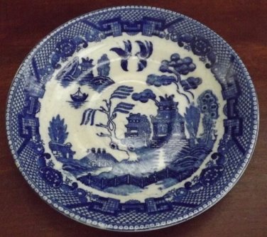 6" Blue and White Plate Made in Occupied Japan, Heavy Crazing