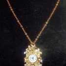 Lindenwold Cuckoo Clock Ladies Watch Pendant brooch pin Clear Rhinestone