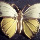 Vintage Enamel Butterfly Brooch Yellow and White