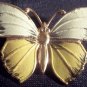 Vintage Enamel Butterfly Brooch Yellow and White