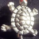 Vintage Silver Turtle Pin with Red Eyes