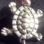 Vintage Silver Turtle Pin with Red Eyes