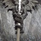 17" Twin Dragons Display Holding Excalibur Sword Fantasy Blade Dagger