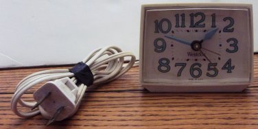 Vtg. Westclox glow in the dark electric alarm clock works 22090-22540 blue white