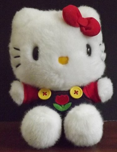 6" Hello Kitty Plush Sitting, Overall with Flower, So CUTE