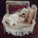 Vintage 6" Victorian Cat On Bed Figurine