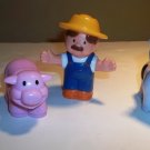 4 unmarked Hard Plastic Barnyard Characters. Farmer, Pig, Horse, Sheep & Cow