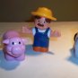 4 unmarked Hard Plastic Barnyard Characters. Farmer, Pig, Horse, Sheep & Cow