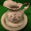 Rare Lefton China Golden Wedding Anniversary Creamer & Saucer 50th  Japan