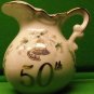 Rare Lefton China Golden Wedding Anniversary Creamer & Saucer 50th Japan