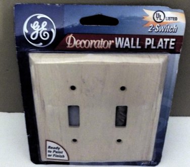 GE 2 Toggle Switch Wall Plate, Unfinished Solid Oak - 51585 Stain Or Paint