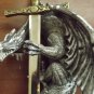 14" Dragon Display Holding a Sword Fantasy Blade Dagger