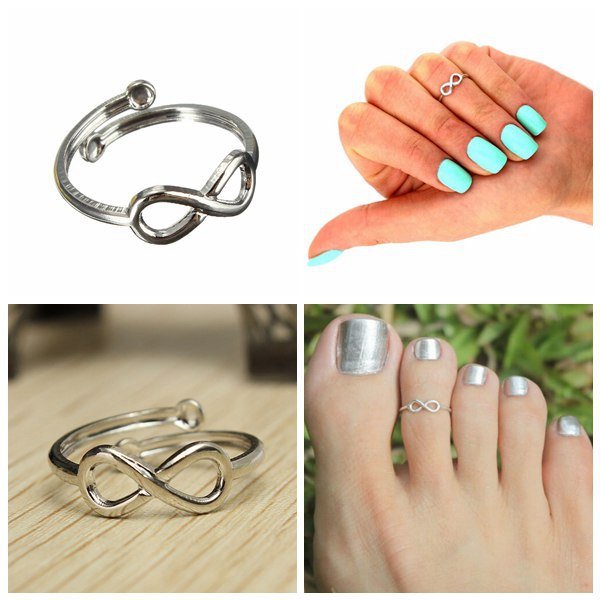 Silver Plated Infinity 8 Symbol Toe Ring Knuckle Ring Women Jewelry