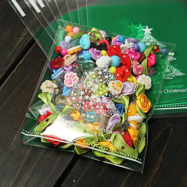 10pcs Christmas Tree Clear Cellophane Cookie Wedding Candy Party Bags