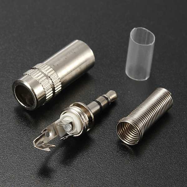 3.5mm 3 Pole Silver Male Repair Headphones Audio Jack Plug Connector