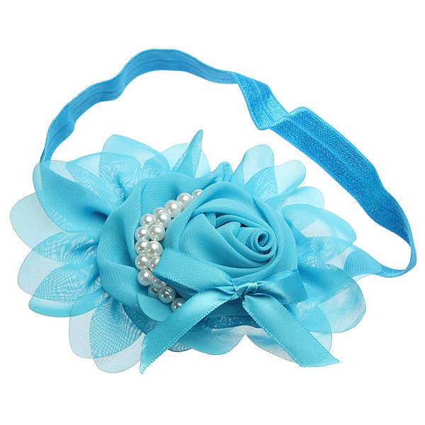 Baby Girl Infant Pearl Rose Flower Hair Band Hairband Headdress